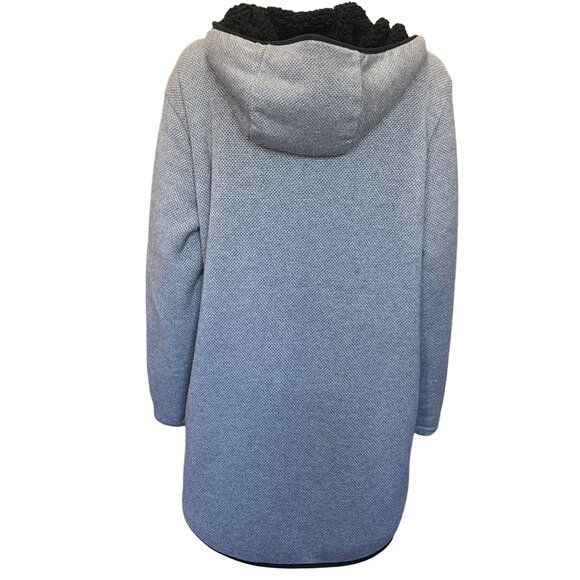 Gray Hooded Open-Front Cardigan by Weatherproof Black Sherpa Lining & Pockets XL - Picture 2 of 11